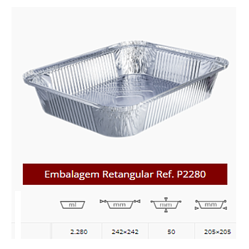 Embalagem Aluminio C/Tampa 2280Ml 242X242X50Mm 100Unid.     
