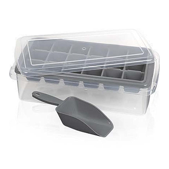 Cuvete P/Gelo 18 Pedras C/Recipiente E Colher 13,5X28X7,5Cm 