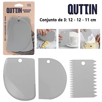 Conjunto De 3 Rascadores P/Massa Plastico 12+12+11Cm Quttin 