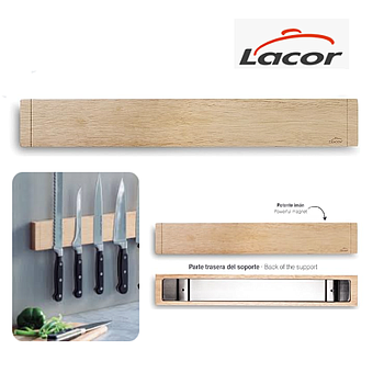 Suporte Magnetico Para Facas Revest. Madeira  45X6Cm Lacor  