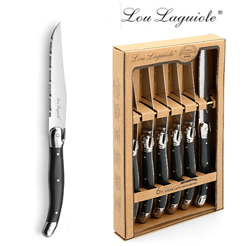Conjunto 6 Facas Carne  Inox Rustico Cabo Pp Lou Laguiole   