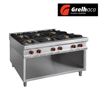 Fogão Tejo Ii 1350X900X850Mm 6Q S/Forno 2X(7.5+5.8+4.7)Kw   