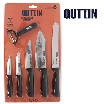 Conjunto De 6 Peças 5 Facas + Descascador Oscilante Quttin  