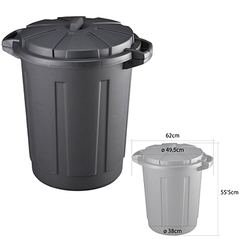Balde  Preto De 80 Litros Com Tampa Mondex                  