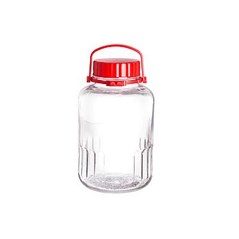 Frasco Vidro C/ Tampa Vermelha 8L Ø18X30,5Cm                