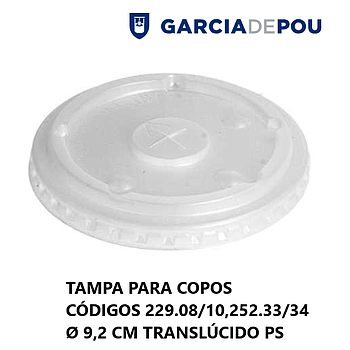 Tampa Para Copos 229.08/10   252.33/34  Ø9,2Cm 100Unid.     