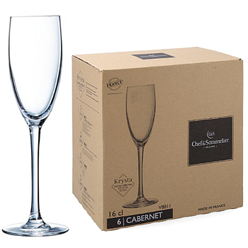 Caixa 6 Çalices Flute 16Cl Flauta Cabernet Chef & Sommelier 