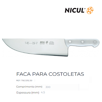 Faca Para Costeletas Linha Pom Profissional 30Cm Esp.4,5Mm  