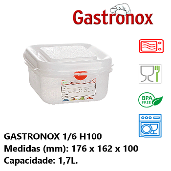 Caixa Gastronorm 1/6 1.7Lt 12380 176X162X100Mm Denox        