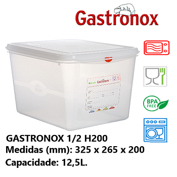 Caixa Gastronorm 1/2 12.5Lt 12490 325X265X200Mm Denox       