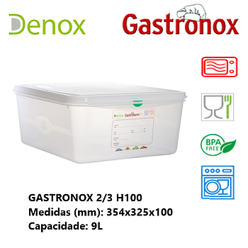 Caixa Gastronorm 2/3 9Lt 12500 354X325X100Mm Denox          