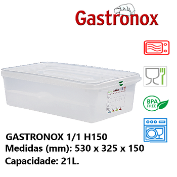 Caixa Gastronorm 1/1 21Lt 12540 530X325X150Mm Denox         