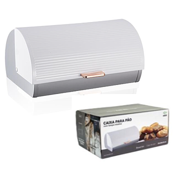 Caixa De Pão Inox C/Tampa Branca 39X28X19Cm Ts2302          