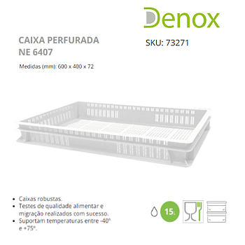 Caixa Branca Perfurada Ne 6407  600X400X72Mm Denox          