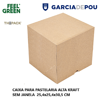 Caixa Para Pastelaria Kraft Alta 25,4X25,4X30,5Cm 10 Unid.  