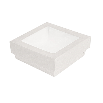 Caixa+Tampa C/Janela 200Ml 7X7X4Cm Branco 25 Unid.          