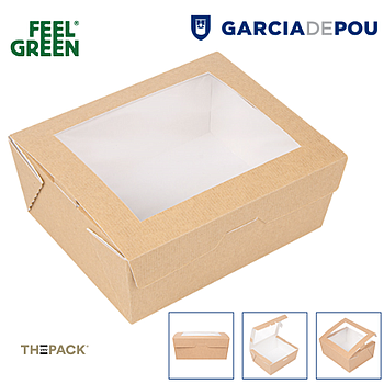 Caixa C/Janela 1350Ml 15,3X12,1X6,4Cm Kraft 25 Unid.        