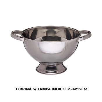 Terrina S/ Tampa Inox 3Lts Ø24X15Cm                         