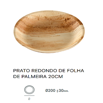 Prato Redondo Folha De Palma Ø200X30Mm Pack 25 Unid.        