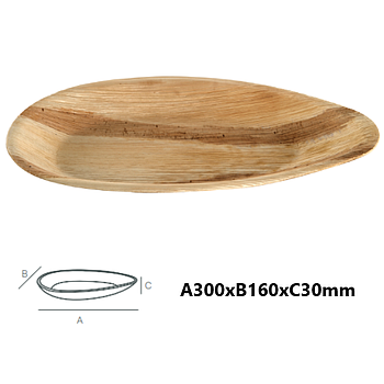 Travessa Barcol Folha De Palma 300X160X30Mm Pack 25 Unid.   