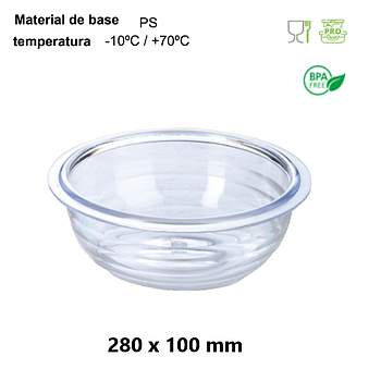 Saladeira Transparente Em Ps  Bpa Free  280X100Mm Denox     