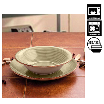 Prato Sopa 21,5Cm Natura Vita  Ceramica Grés Qd             