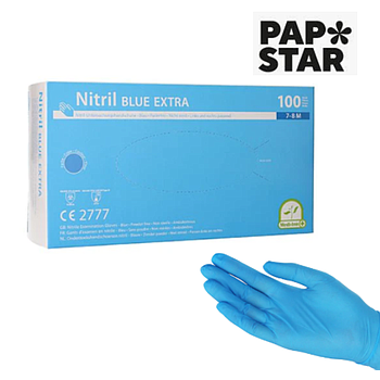 Luvas Nitrilo Sem Pó Talco Azul Blue Extra Medida M 100 Unid