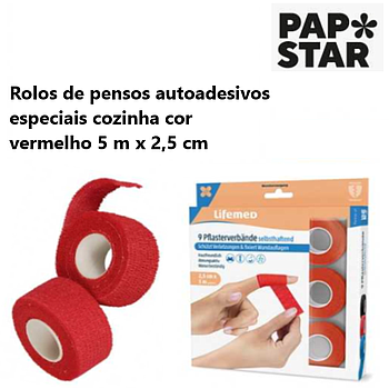 9 Rolos Penso Autoaderente Especial Cozinha 5Mx2,5Cm Vermelh