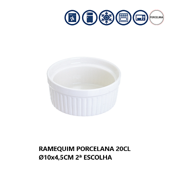 Ramequim Porcelana 20Cl Ø10X4,5Cm 2ª Escolha                