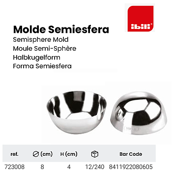 Molde Semi-Esfera Inox 8X4Cm Ibili                          