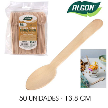 Colher De Café Madeira 13,8Cm 50 Unid. Algon                