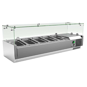 Vitrina 5 Cubetas Gn1/4 Com Cúpula De Vídro 1200X335X440Mm  