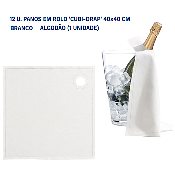 12 U. Panos Em Rolo Cubi-Drap 40X40Cm Branco Algodão        
