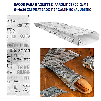 Saco P/Baguete Parole 9+4X30Cm Papel+Aluminio 250 Unid      