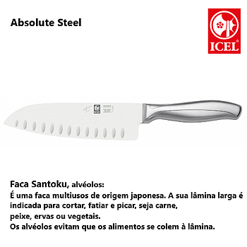 Faca Santoku, Alvéolos 170Mm Absolute Steel  Icel           