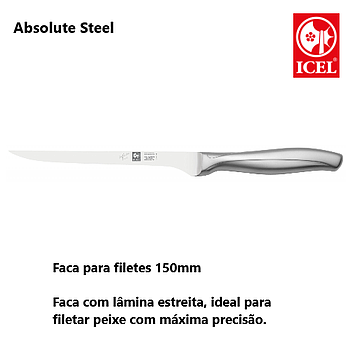 Faca Para Filetes 150Mm  Absolute Steel  Icel               
