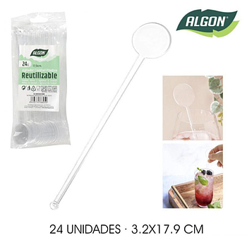 Agitador Bebidas Plastico Transp.Algony 24 Unid Algon       