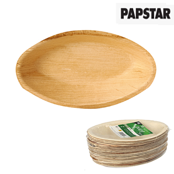 25 Pratos Folha De Palmeira Oval 18X11,5X3Cm  Papstar       
