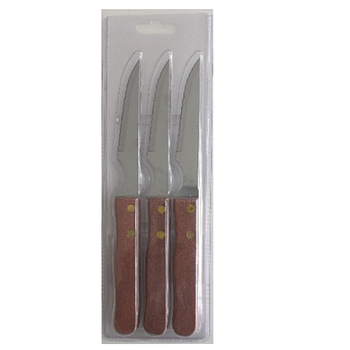 Conjunto De 3 Facas Bife Cabo Madeira 11Cm                  