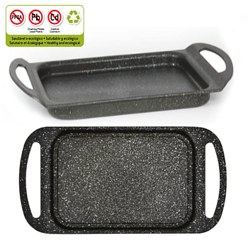 Tabuleiro Grill Liso Aluminio Granitado Todo Calor 45X25,7Cm