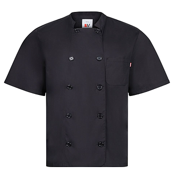 Jaleca Popeline Manga Curta Preta C/Botões E Bolso Tam.-Xs  