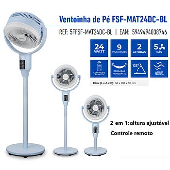 Ventoinha De Pé 24W Ajustável Em Altura Fram                