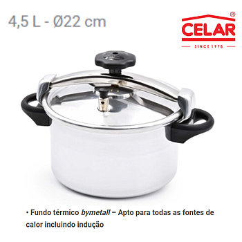 Panela De Pressão Aluminio Todo Calor 4,5Lt 22Cm Celar      
