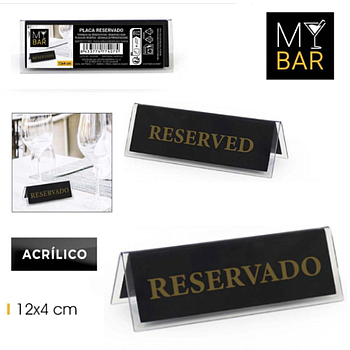 Placa Acrilica Reservado 12X4Cm Mybar                       