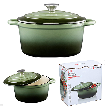 Caçarola Ferro Fundido Esmaltada Verde 3,8Lts Ø24X11,8Cm    