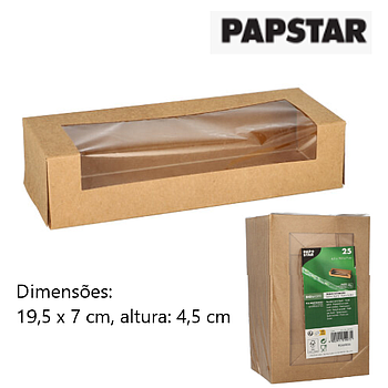 25 Caixas Para Sushi C/Janela 19,5X7X4,5Cm Castanho Papstar 