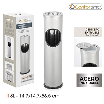 Cinzeiro - Papeleira 8Lts Inox 56,5X14,7Cm Confortime       