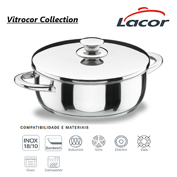 Caçarola C/Tampa 36X14Cm 14,2Lts Vitrocor Inox Lacor        