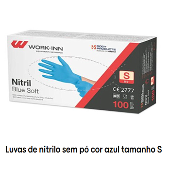 Luva De Nitrilo Sem Pó Talco Blue Soft Azul Medida-S 100 Und