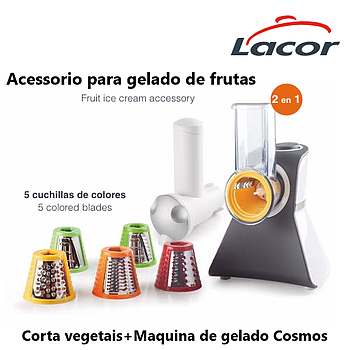 Corta Vegetais+Maquina De Gelado Frutas 150W Cosmos Lacor   